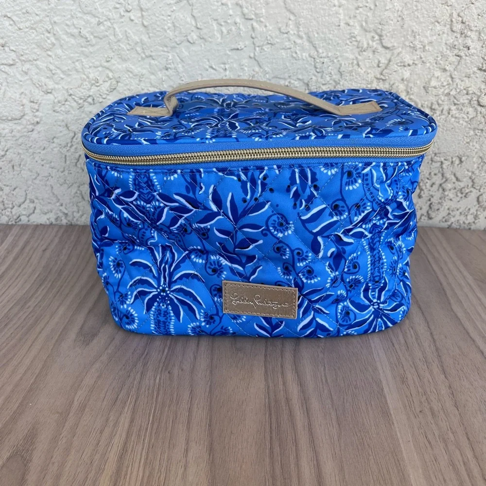 Lilly Pulitzer Blue Tropical Cosmetic Bag